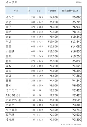 イーリス価格表